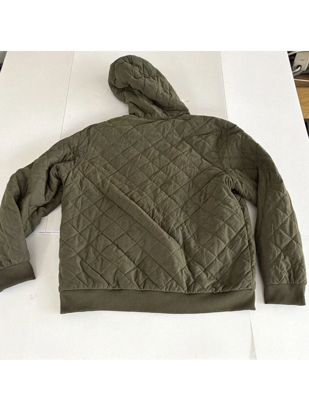 The North Face Men’s Green Solid Quilted Hooded Full Zip Jacket Size XL